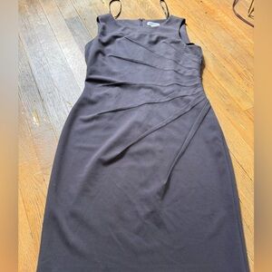 Calvin Klein Gray Ruched Sheath Midi Dress Size 10
